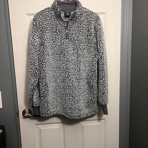 Cozy Gray Sherpa Fleece Pullover